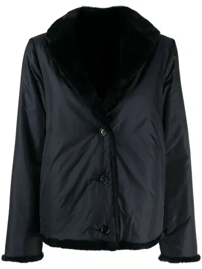 Aspesi Reversible Faux Fur Jacket In Black