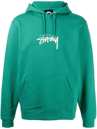 Stussy Stock App. Embroidered Logo Hoodie In Grün