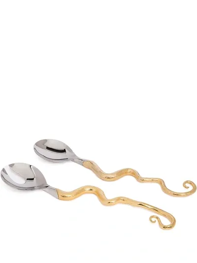 L'objet Twisted Horn Serving Set In Antique Gold