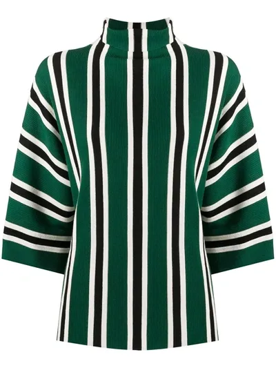 Aspesi High-neck Striped Sweater In Green