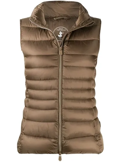 Save The Duck Padded Waistcoat In Brown