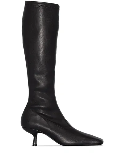 By Far 'rosalia' Knee-length Leather Boots In Black