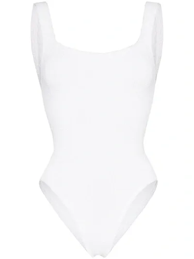 Hunza G Square-neck Crinkleds Swimsuit In White