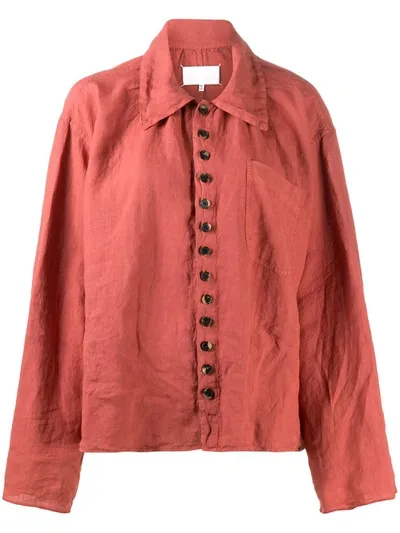 Maison Margiela Buttoned Long-sleeve Shirt In Orange