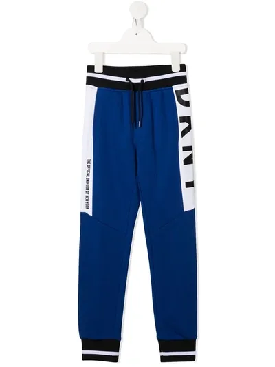 Dkny Kids' Logo Print Track Pants In Blue