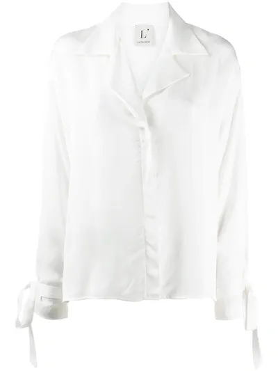 L'autre Chose Ribbon-cuff Shirt In White