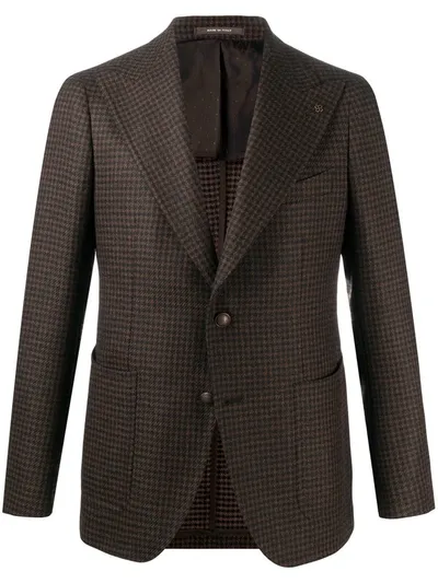 Tagliatore Check Tailored Blazer In Brown