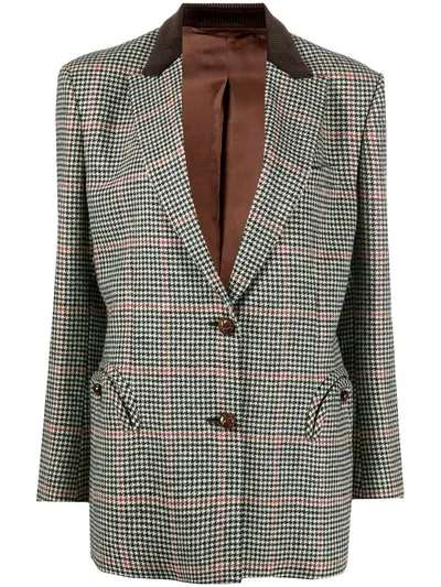 Blazé Milano Check Single-breasted Blazer In Brown