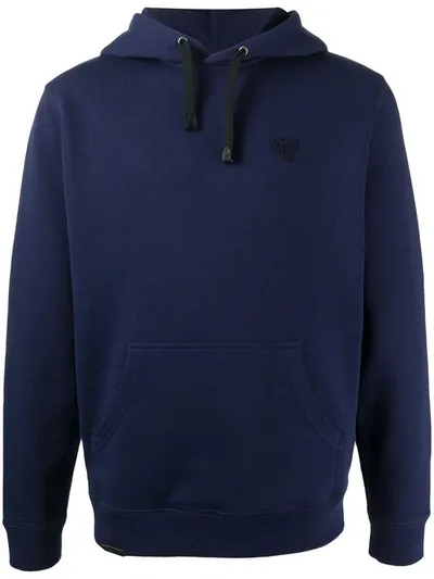 Coach Logo Drawstring Hoodie In Blue