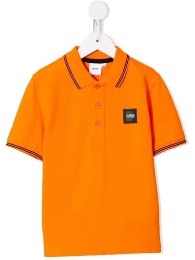 Hugo Boss Kids' Logo Patch Polo Shirt In Orange