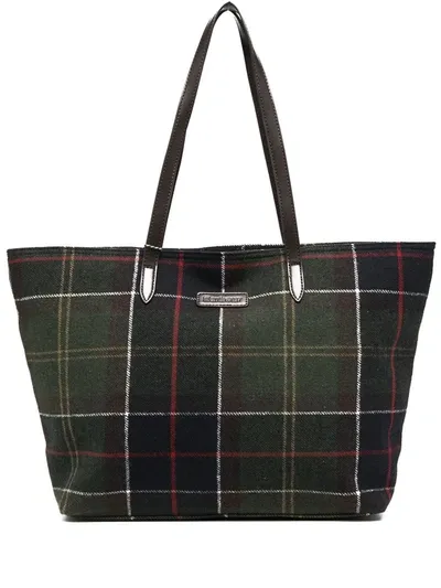 Barbour Tartan Tote Bag In Green