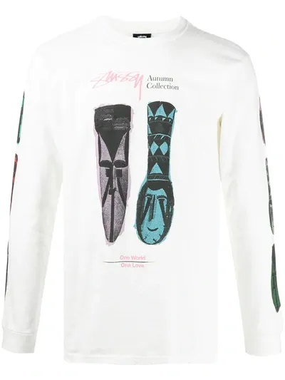 Stussy Graphic Print T-shirt In White