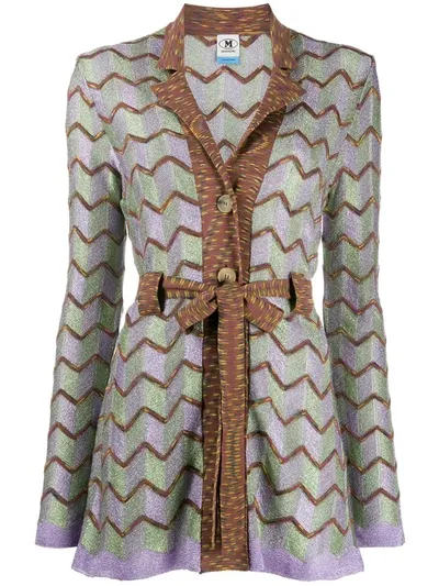 M Missoni Chevron Long Cardigan In Multicolor In Multicolour