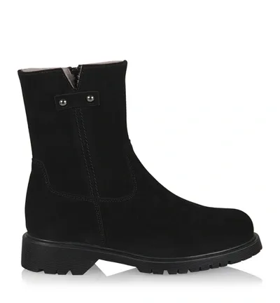 La Canadienne Hunter Shearling Lined Suede Bootie In Black