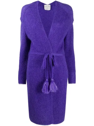 Forte Forte Knitted Wrap Cardigan With Tassel Belt In Purple