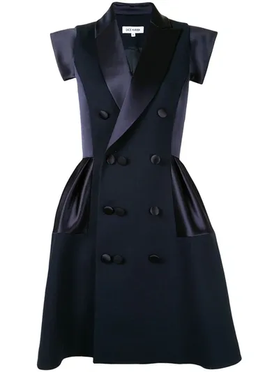 Dice Kayek Panelled Double-breasted Coat In Blue