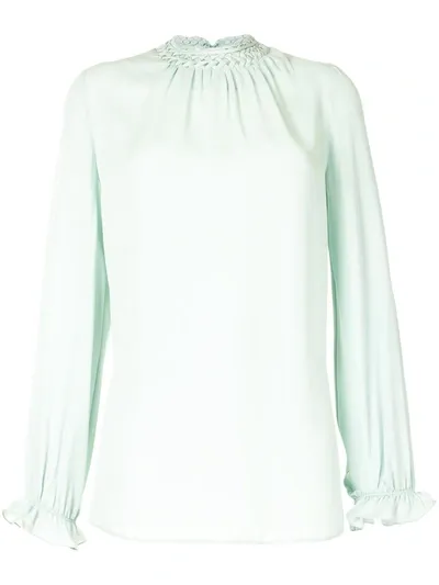 Dice Kayek Woven-collar Blouse In Green