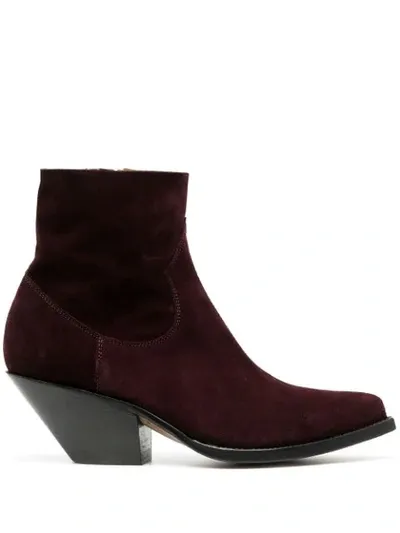 Buttero Cone-heel Ankle Boots In Purple