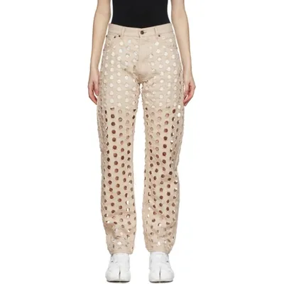 Maison Margiela Beige Punched Hole Jeans In 115 Beige