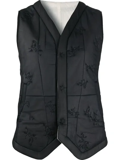 Renli Su Embroidered Mulberry Silk Jacket In Black