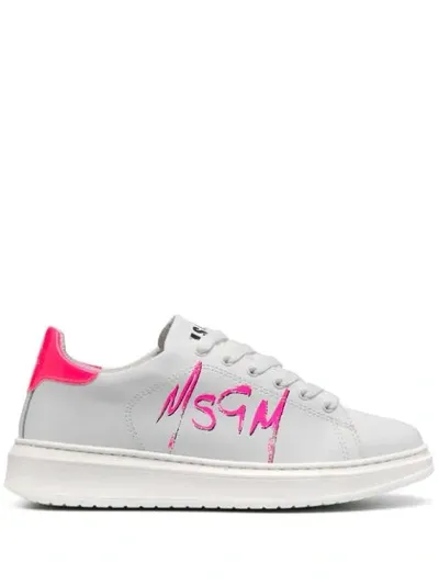 Msgm Logo Print Sneakers In White