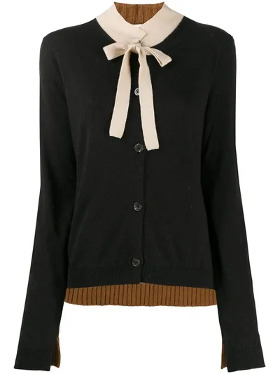 Semicouture Two-tone Cardigan In Black