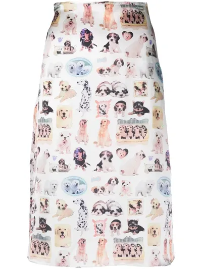 Ashley Williams Dog-print Pencil Skirt In Neutrals