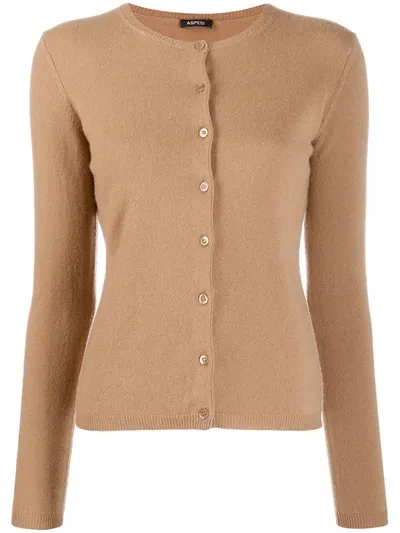 Aspesi Cashmere Slim-fit Cardigan In Brown