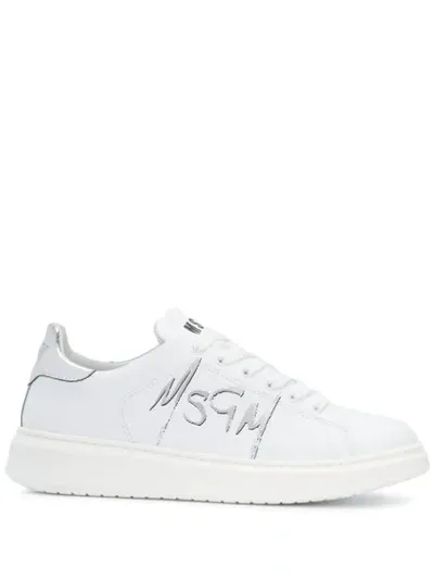 Msgm Spray-effect Logo Low-top Sneakers In White