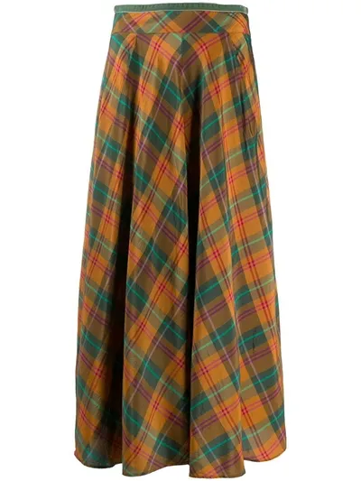 Forte Forte Plaid Check Skirt In Yellow