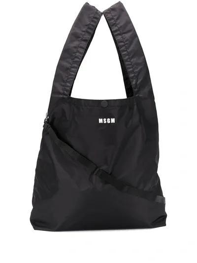 Msgm Logo-print Tote Bag In Black