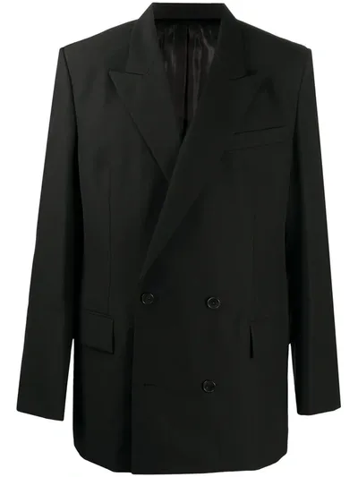 Juunj Double-breasted Wool Blazer In Black