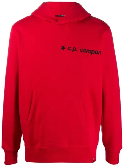 C.p. Company Graphic Hooded Sweatshirt In Red