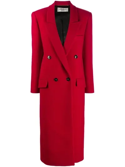 Saint Laurent Mantel Mit Steigendem Revers In Red