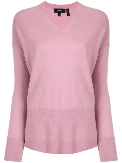 Theory Karenia V-neck Cashmere Jumper In Pink