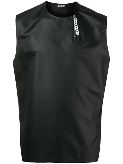 Raf Simons Zip-front Sleeveless Shirt In Black