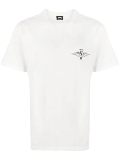 Stussy Wings-print Crew-neck T-shirt In White