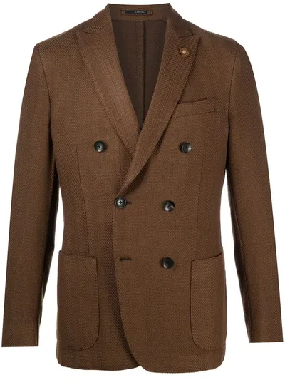 Lardini Fitted Double-breasted Blazer In Brown