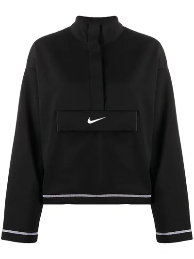 Nike Logo Print High Neck Jumper In Black