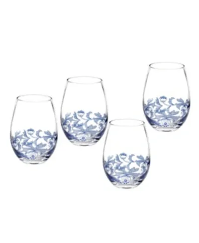 Spode Blue Italian Stemless Wine Glasses In Green