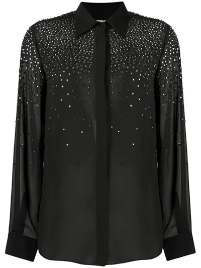 Liu •jo Embellished Button-up Shirt In Black