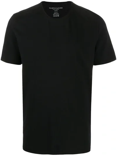 Majestic Cotton Round Neck T-shirt In Black