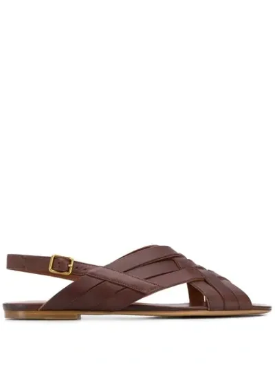 Michel Vivien Jaspe Criss-cross Strappy Sandals In Brown