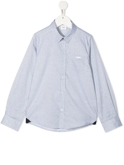 Hugo Boss Kids' Printed Button-up Shirt In White