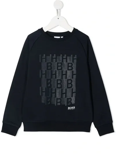 Hugo Boss Kids' Monogram Pattern Print Sweatshirt In Blue