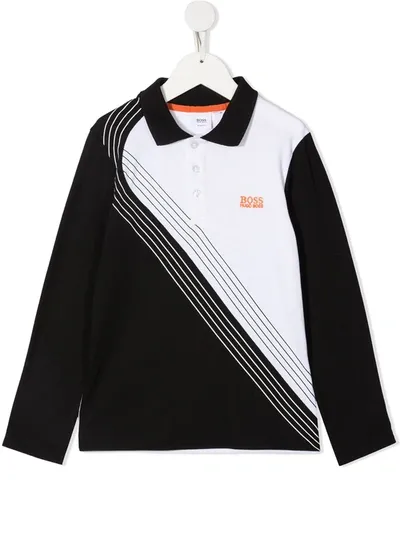 Hugo Boss Teen Color-block Long-sleeve Polo In White