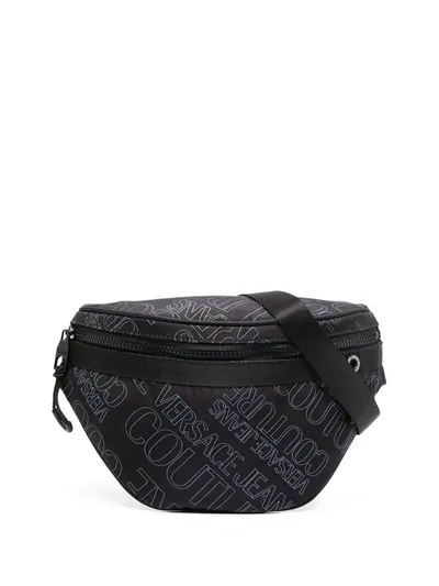 Versace Jeans Couture Logo Print Belt Bag In Black