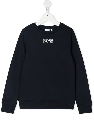 Hugo Boss Kids' Long-sleeve Crew Neck Sweatshirt In Blue