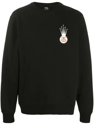 Stussy Crown Print Sweatshirt In Black