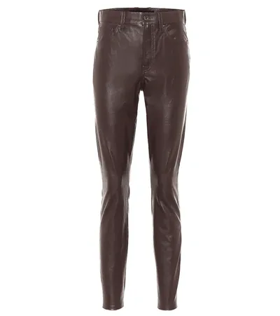 Veronica Beard Debbie High Waist Faux Leather Skinny Pants In Brown